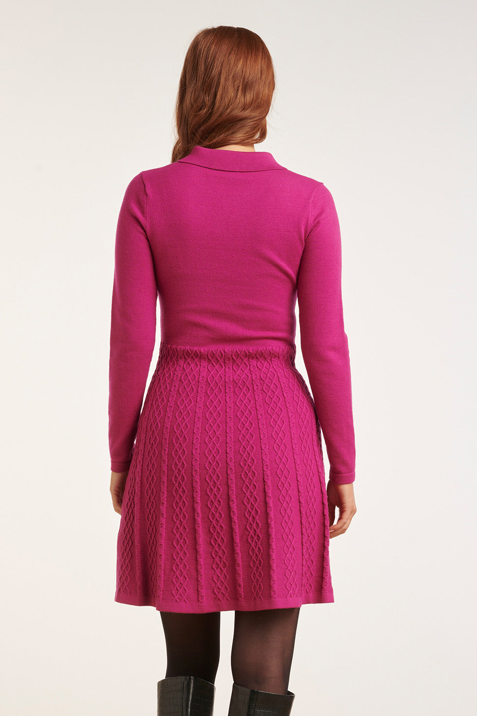 24636 Gebreide Cerise Polo Jurk