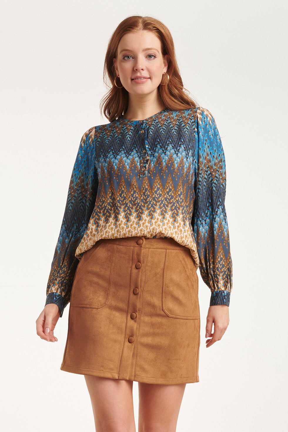 24644 
Multicolour Blauwe Zigzagprint Top