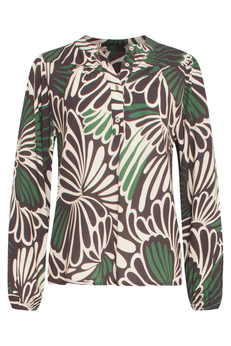 24649 Groene En Zwarte Grafische Print Top