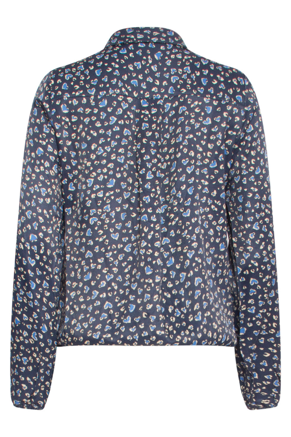 24656 Blouse Met Hartvormige Dierenprint In Blauwtinten