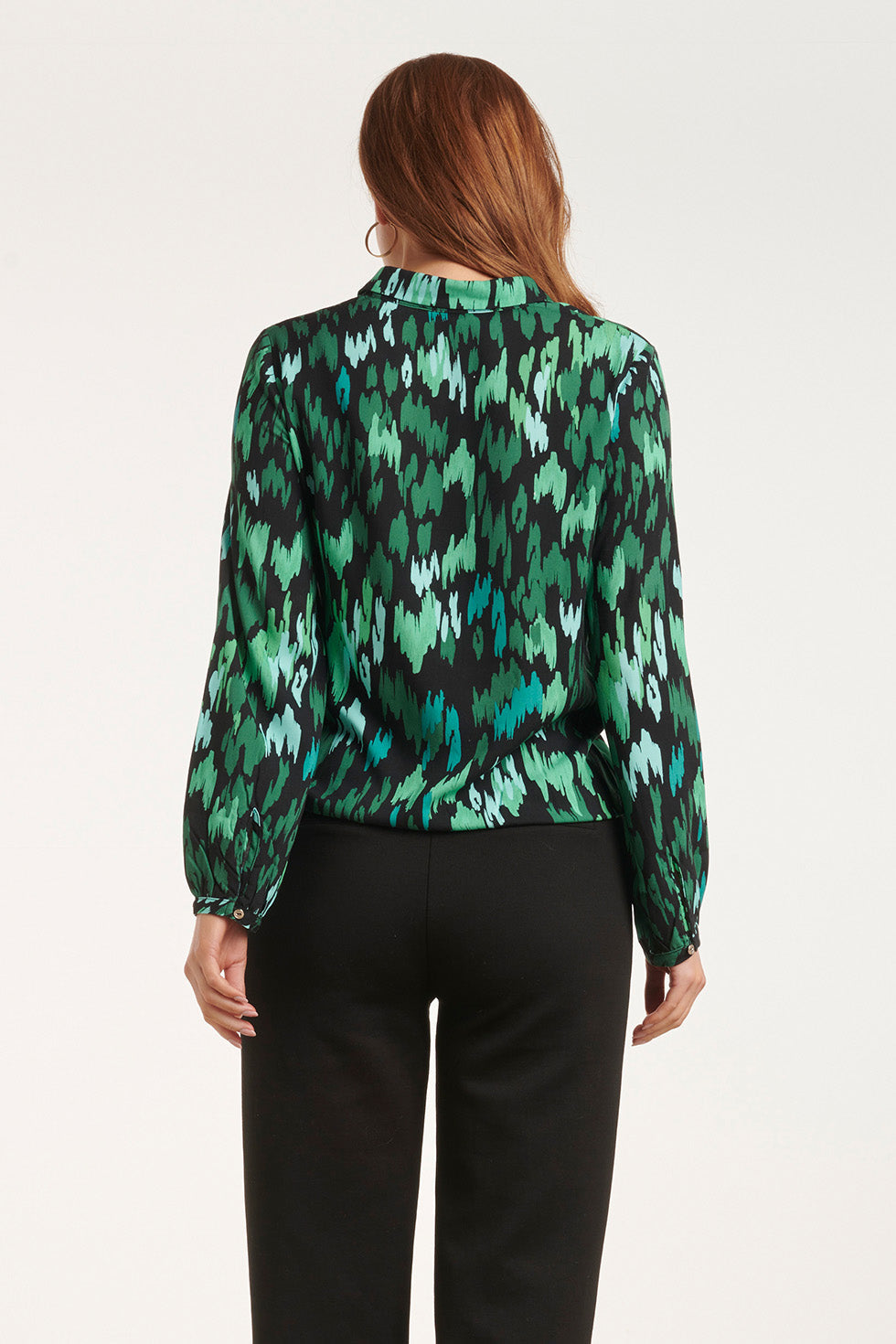 24658 Teal En Zwarte Animal Print Blouse