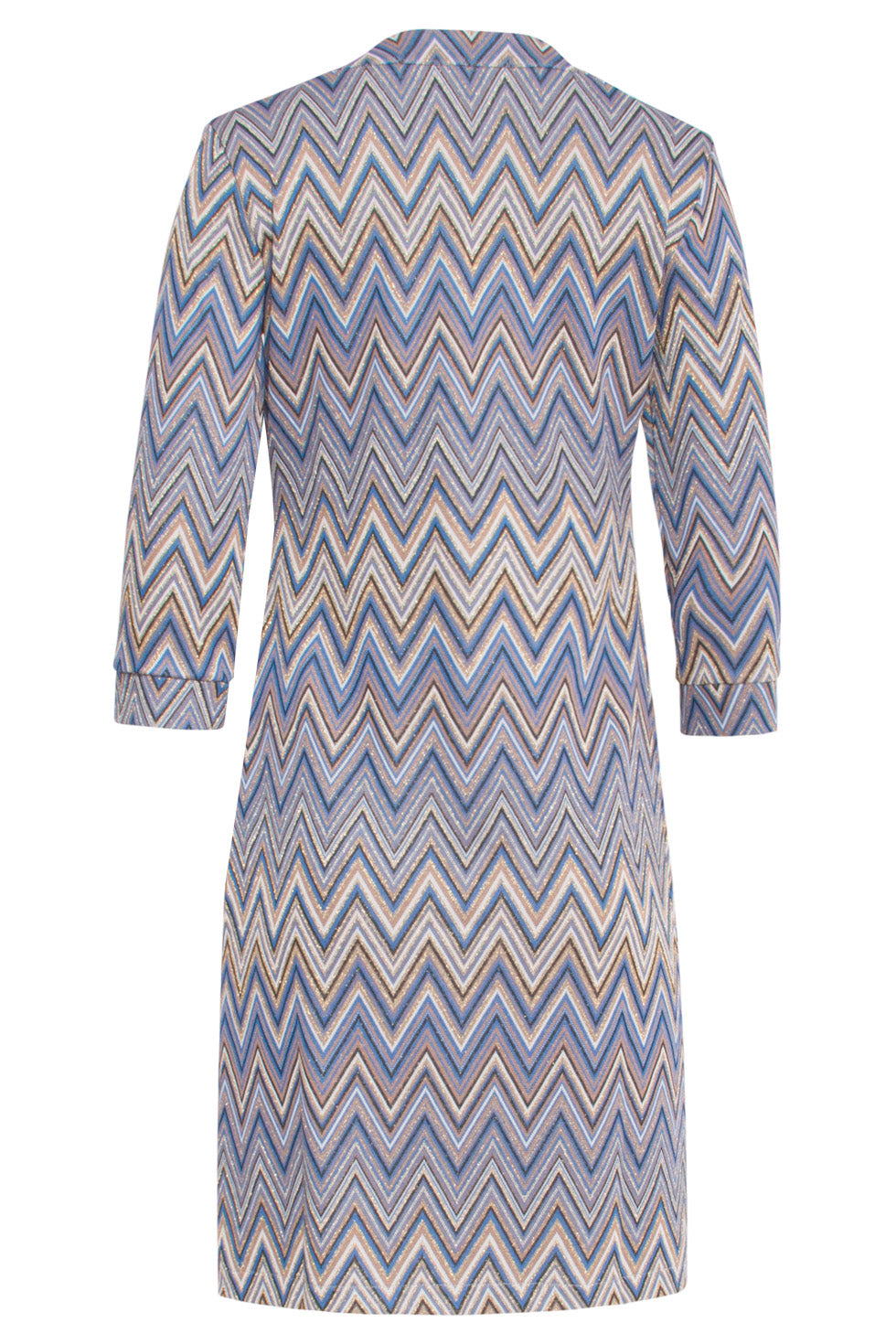 24675 Blauw En Sand Zigzag Jurk