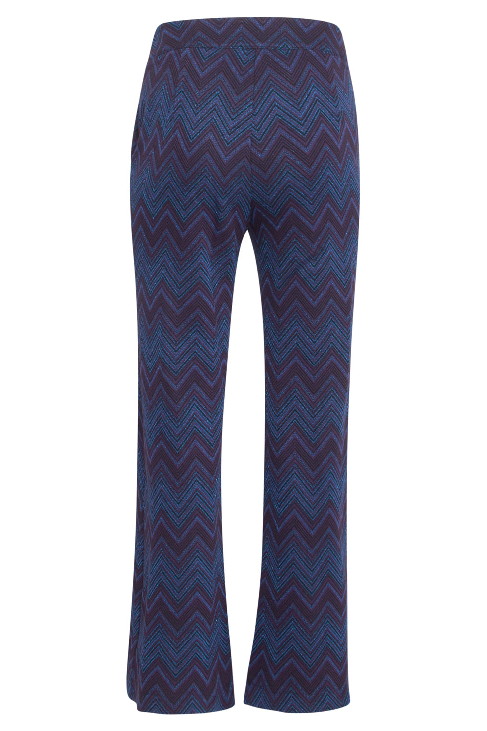 24678 Blauwe Zigzag Print Broek Met Flared Pasvorm