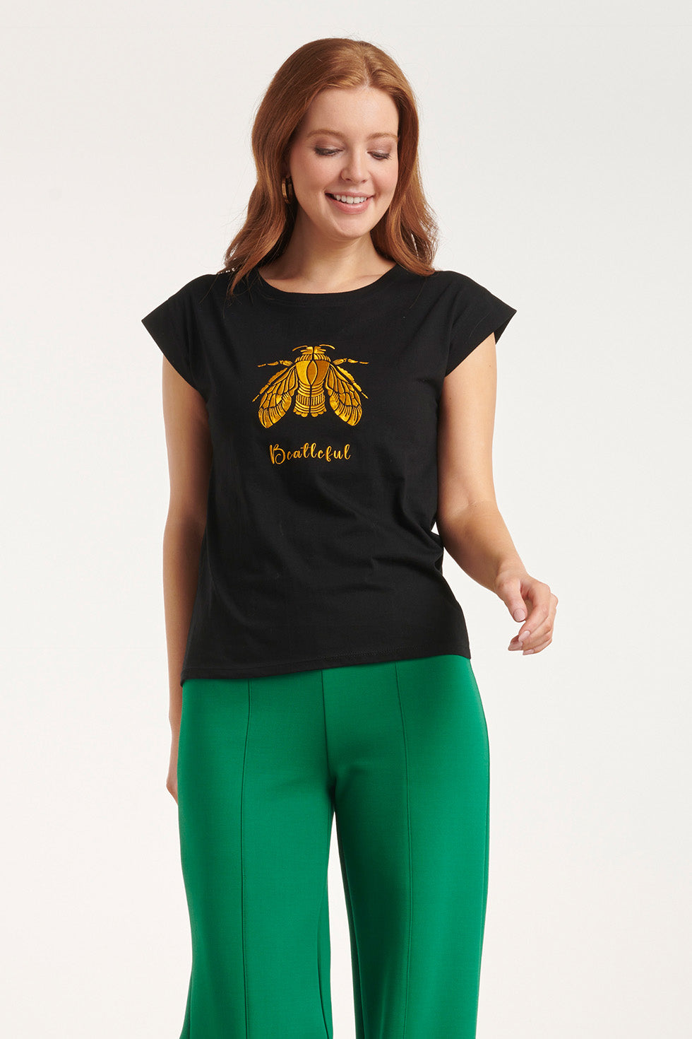 24690 Zwart T-Shirt Met Borduursel