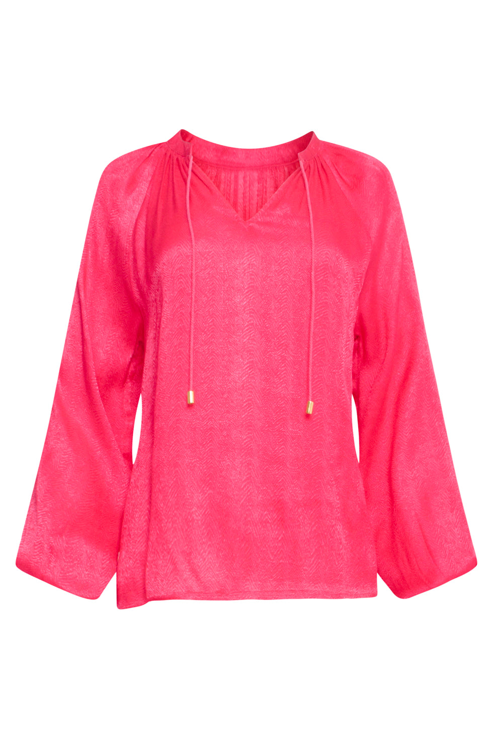 24700 Fuchsia Jacquard V-Hals Top Met Zebra Motief