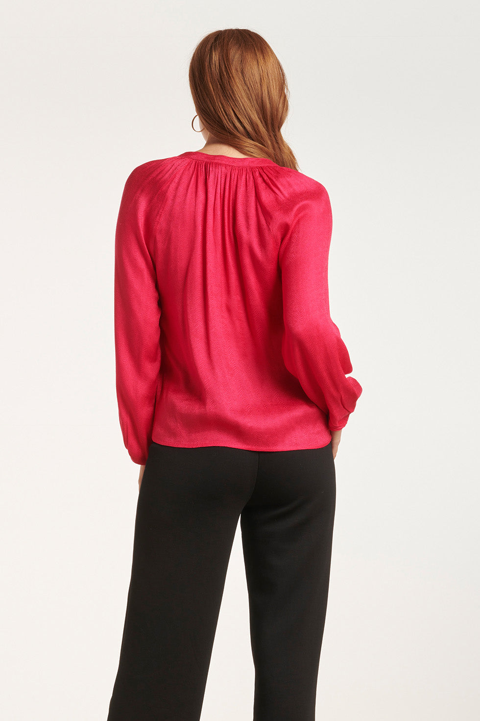 24700 
Fuchsia Jacquard V-Hals Top Met Zebra Motief