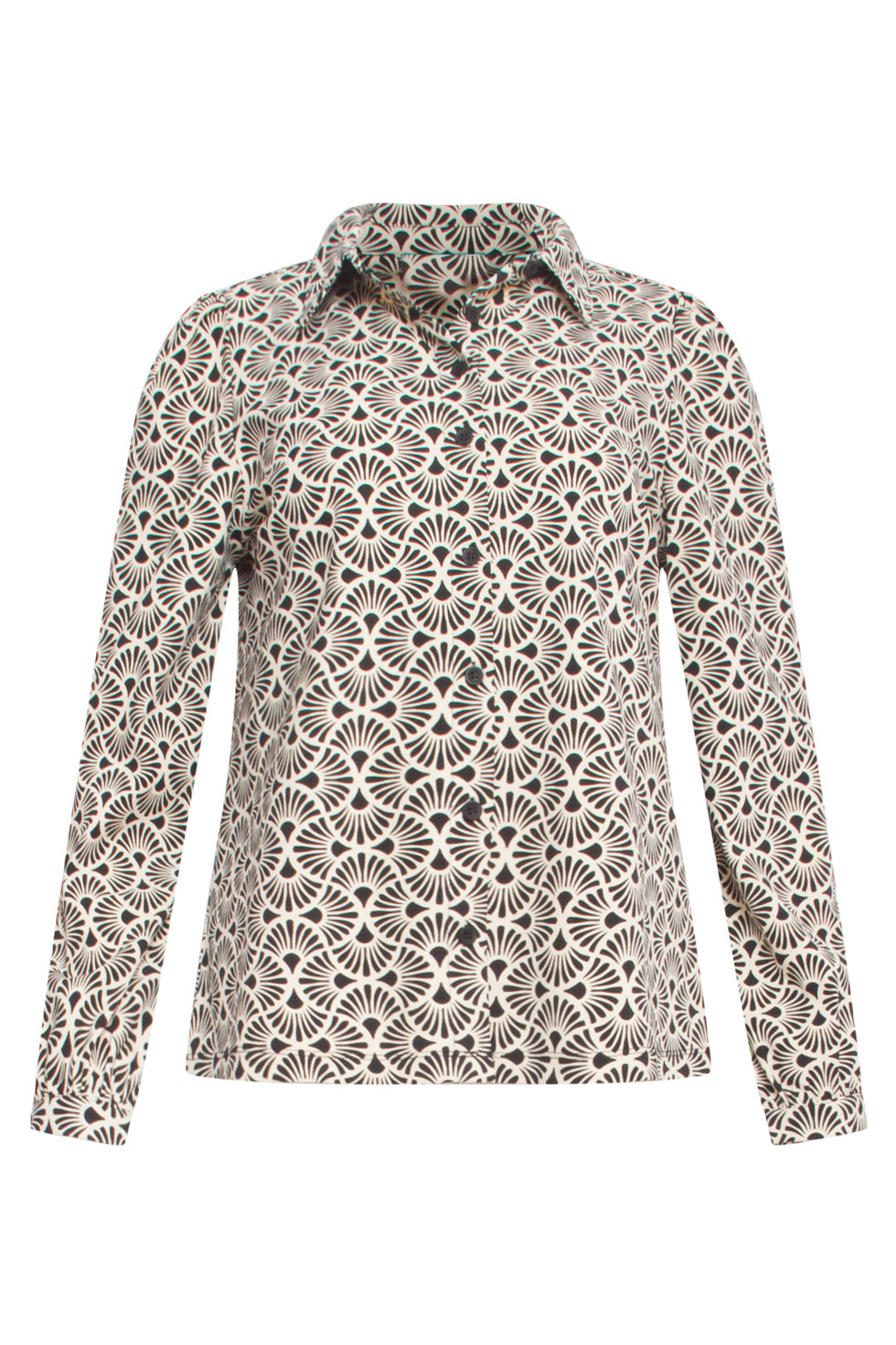 24719 Grafisch Bloemenprint Blouse In Travel Kwaliteit