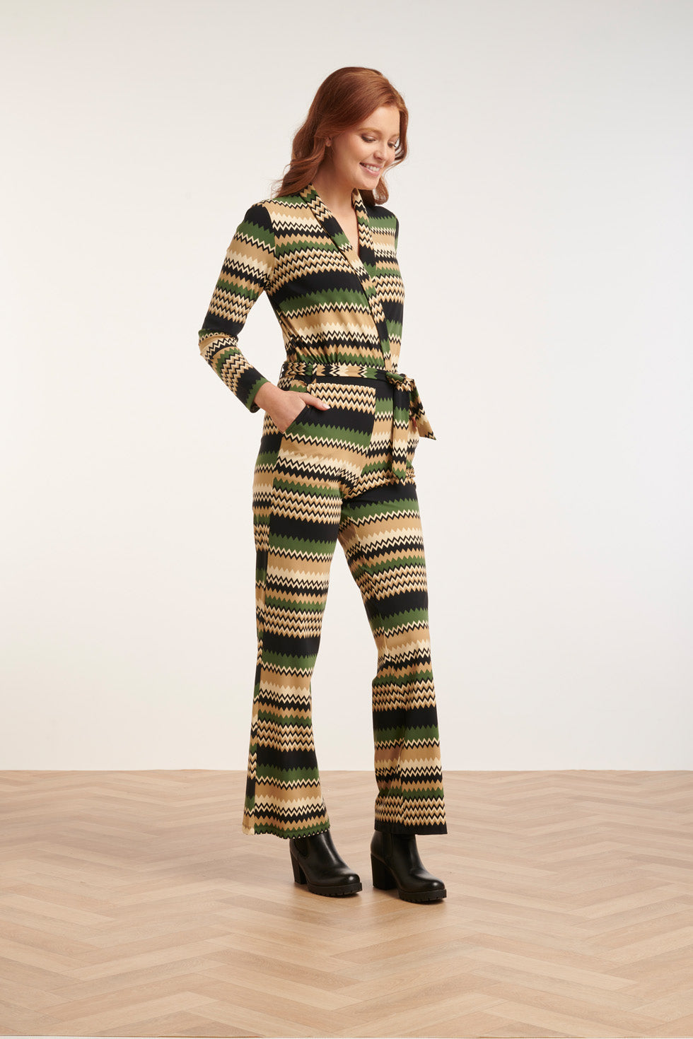 24731 Zigzag Print Travel Kwaliteit Jumpsuit