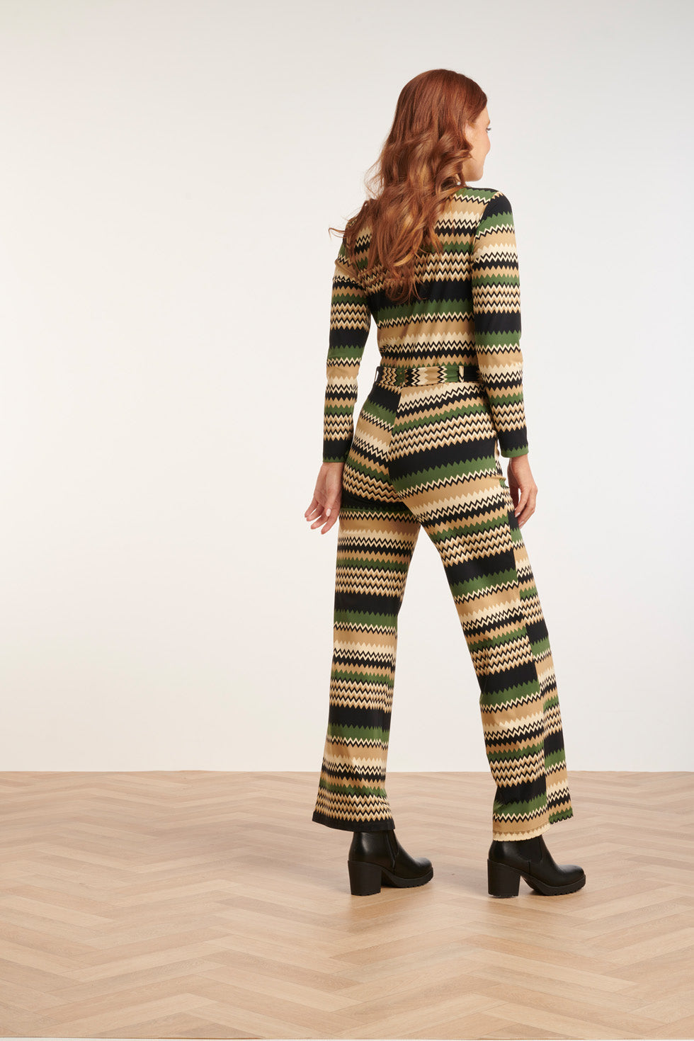 24731 Zigzag Print Travel Kwaliteit Jumpsuit