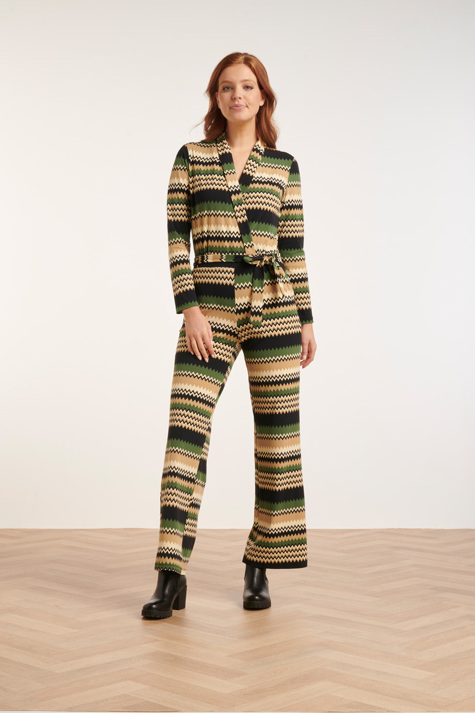 24731 Zigzag Print Travel Kwaliteit Jumpsuit