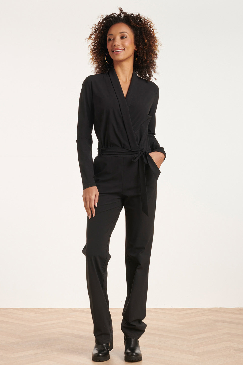 24732 Zwarte Travel Kwaliteit Jumpsuit