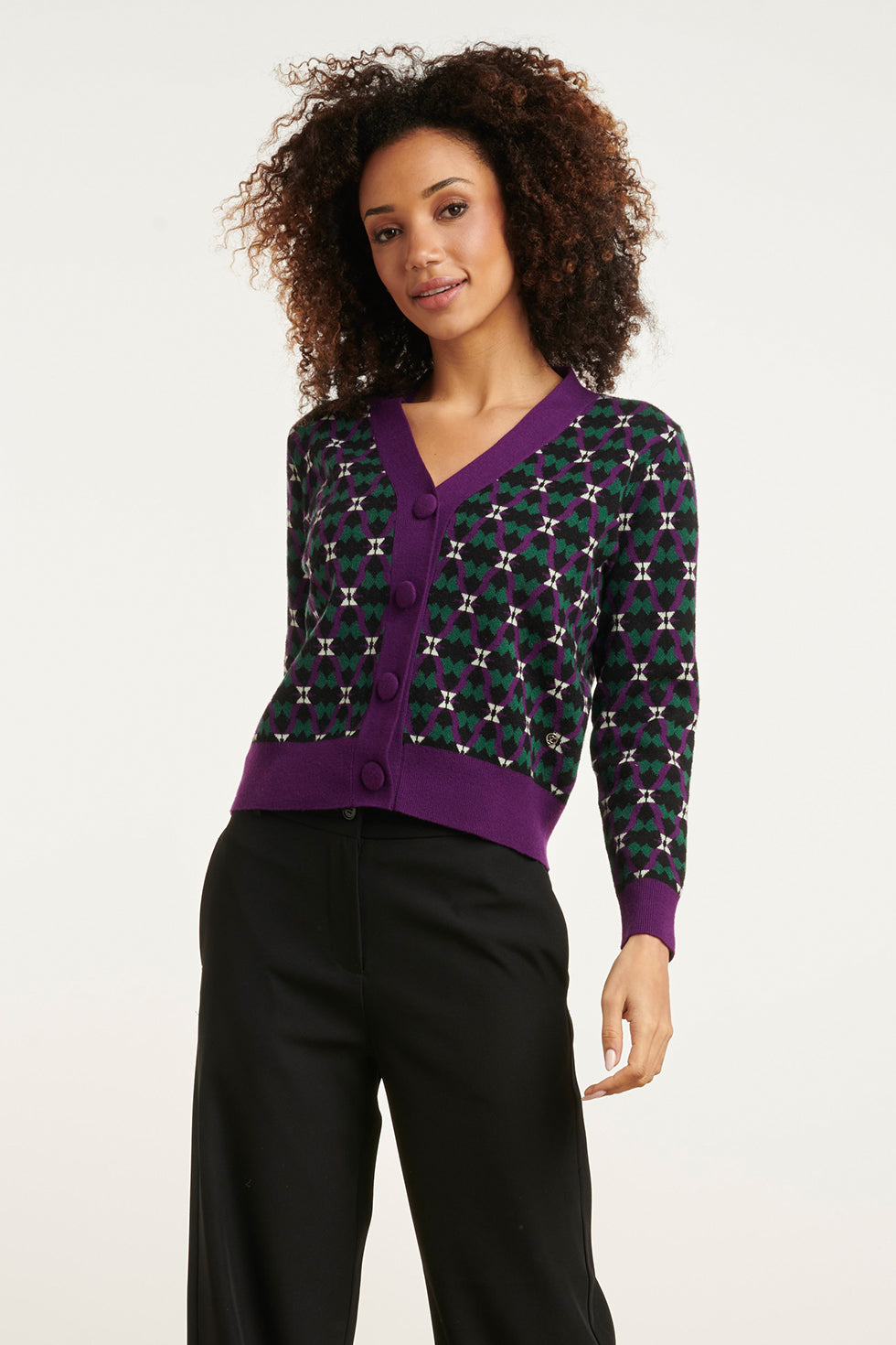 24781 
 Gebreide Cardigan Met Retro Print