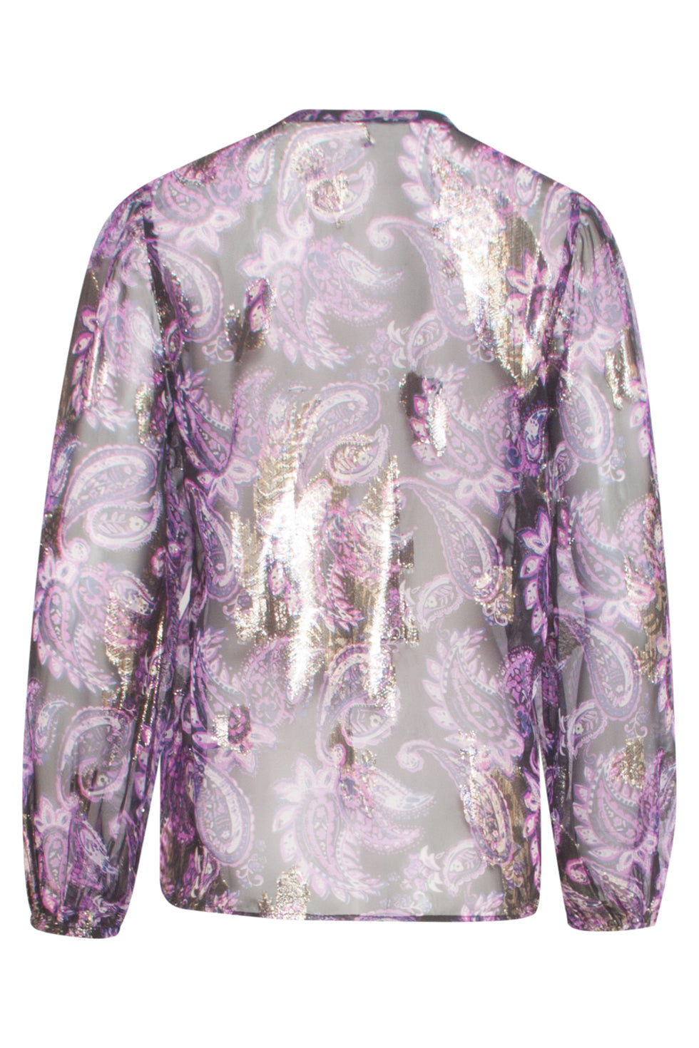 24801 Paarse Paisley Blouse Met Zilveren Jacquard