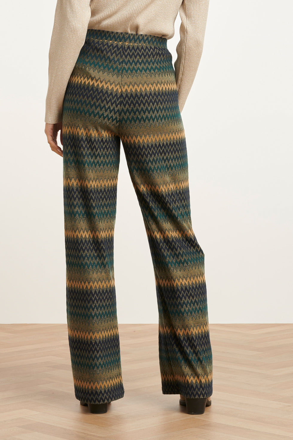 24810 Groen En Blauw Getinte Zigzag Broek