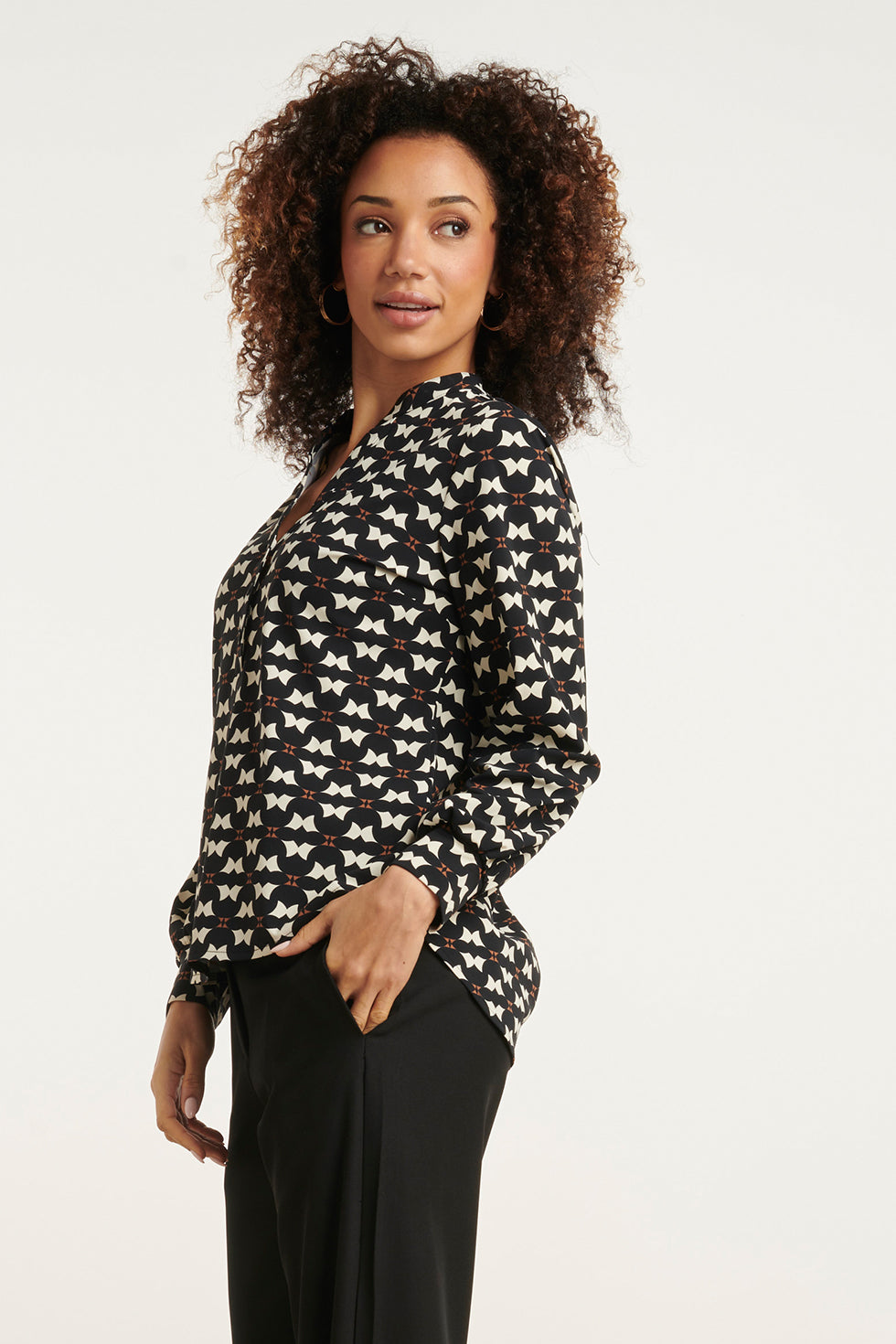 24820 Grafisch Geprint Travel Kwaliteit Blouse