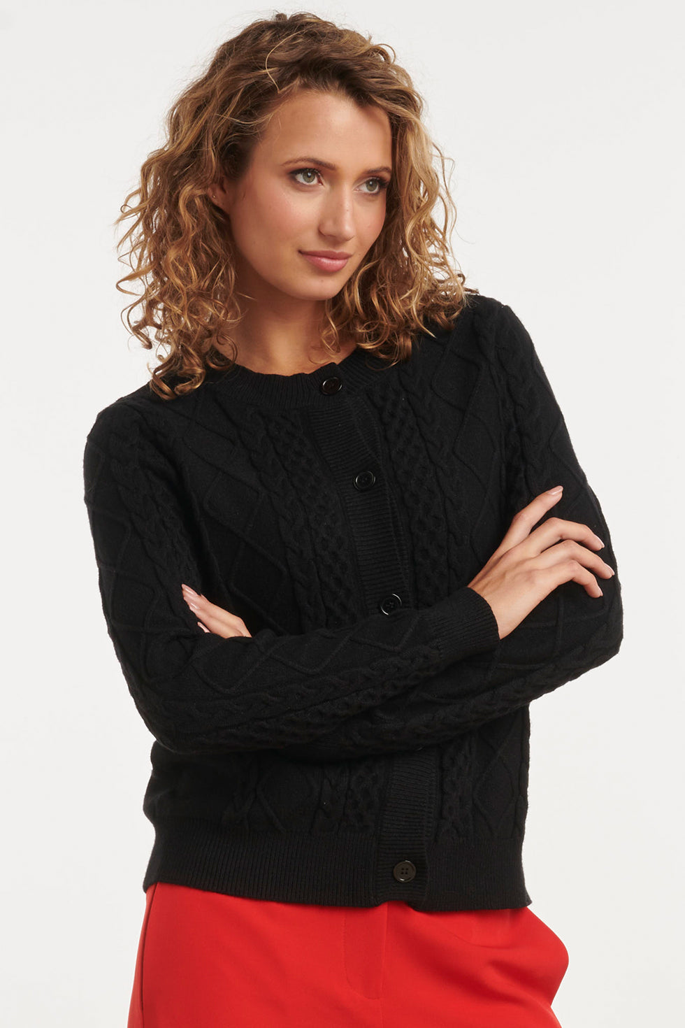 24915 Zwarte Gebreide Cardigan