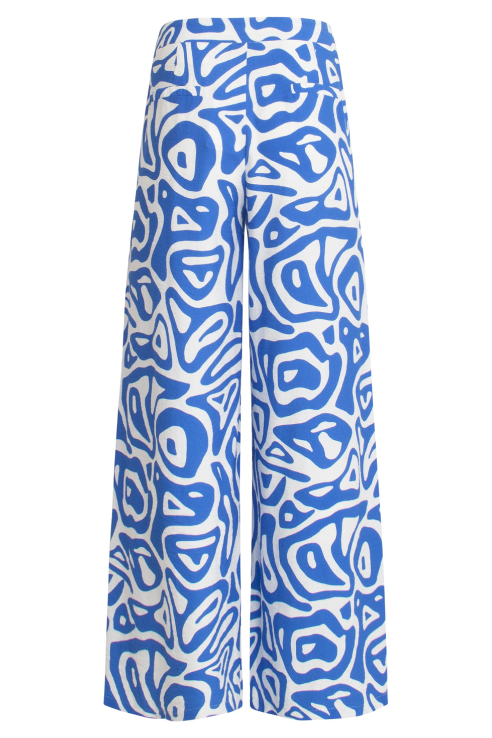 25004 Wijde Broek Met Blauwe En Witte Abstracte Print