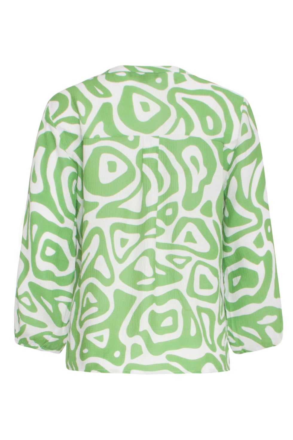 25006 Crinkle Top Met Lichtgroene En Witte Abstracte Print