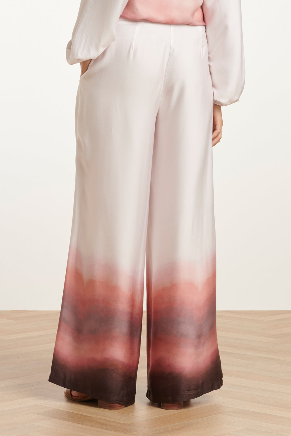 25018 Wide Leg Broek In Vintage Roze & Mauve Ombre