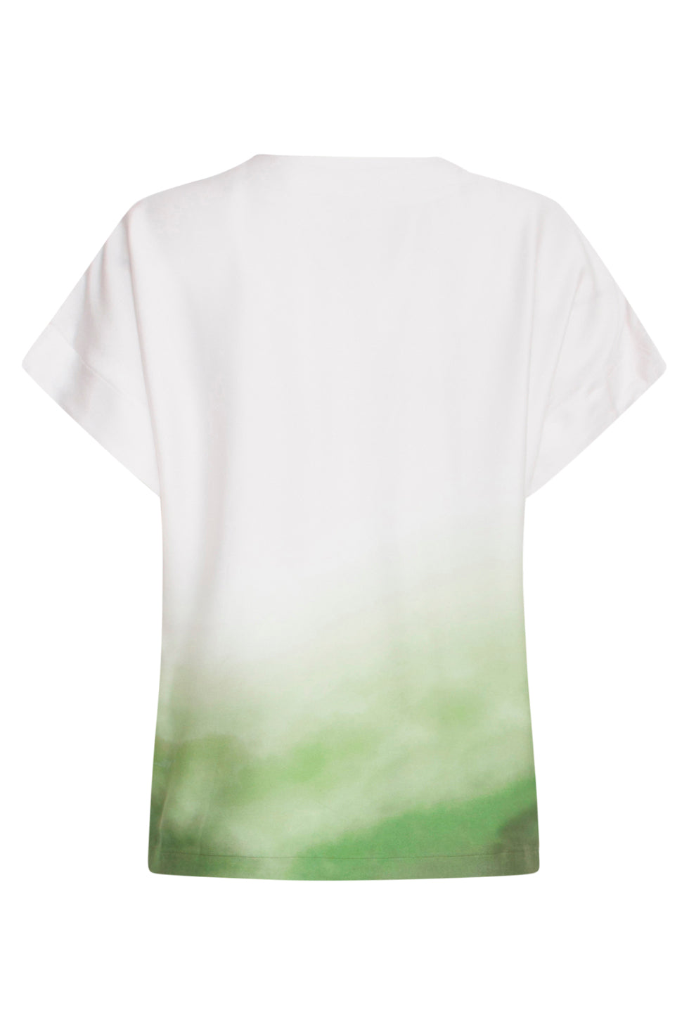 25023 Loose Fit V-Paneel Top Met Groen Ombre Print