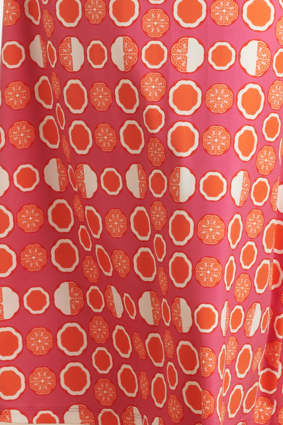 25026 Maxi Jurk Met V-Hals Met Oranje Fruitprint