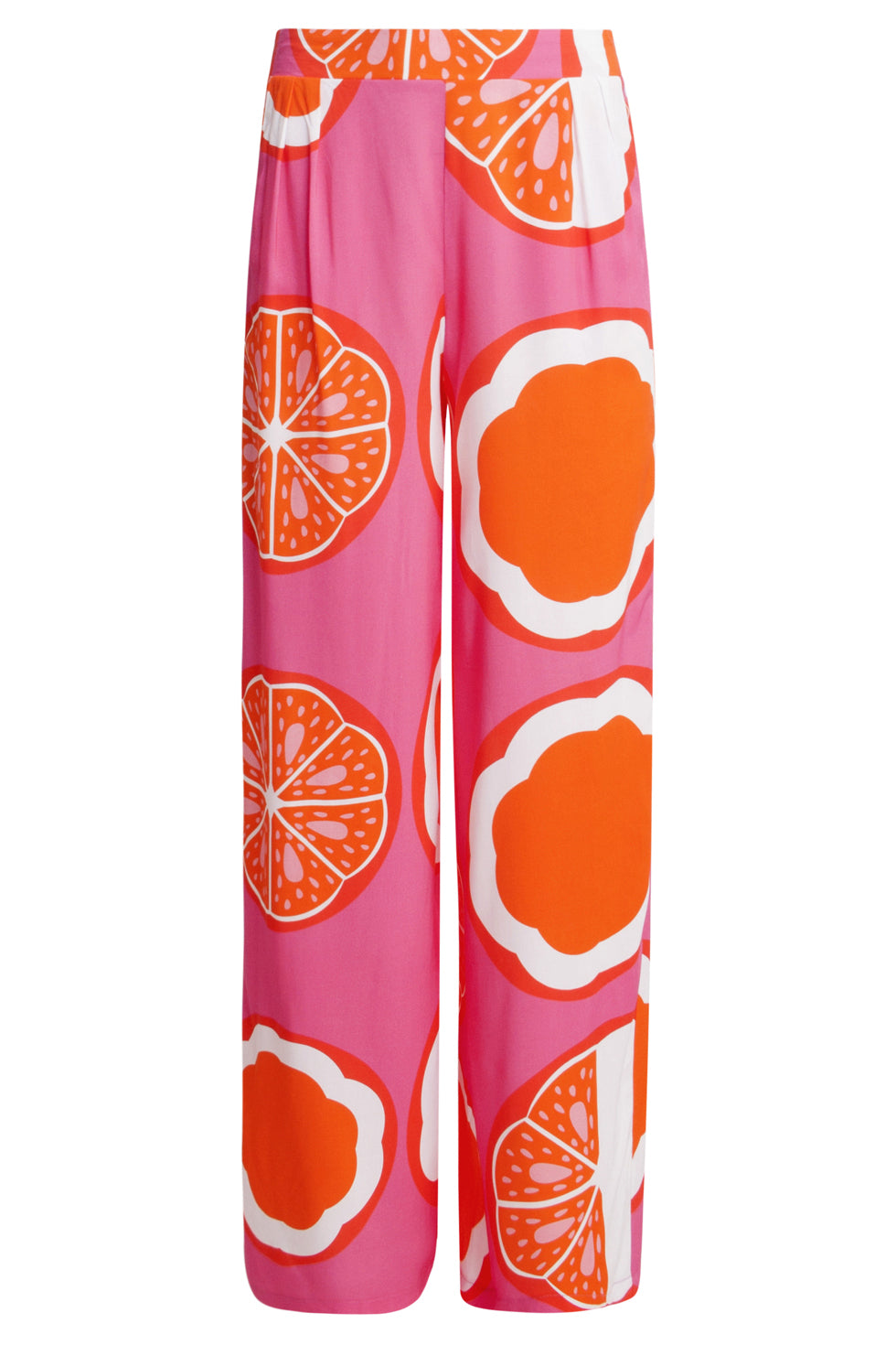 25027 Wide-Leg Broek Met Oranje Fruitprint