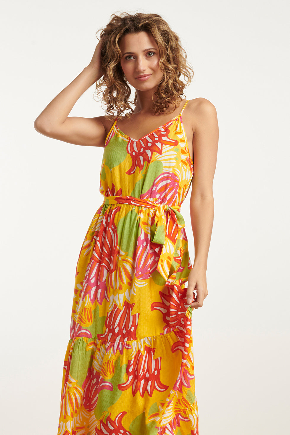 25029 Felgekleurde Maxi Jurk Met Bloemenprint