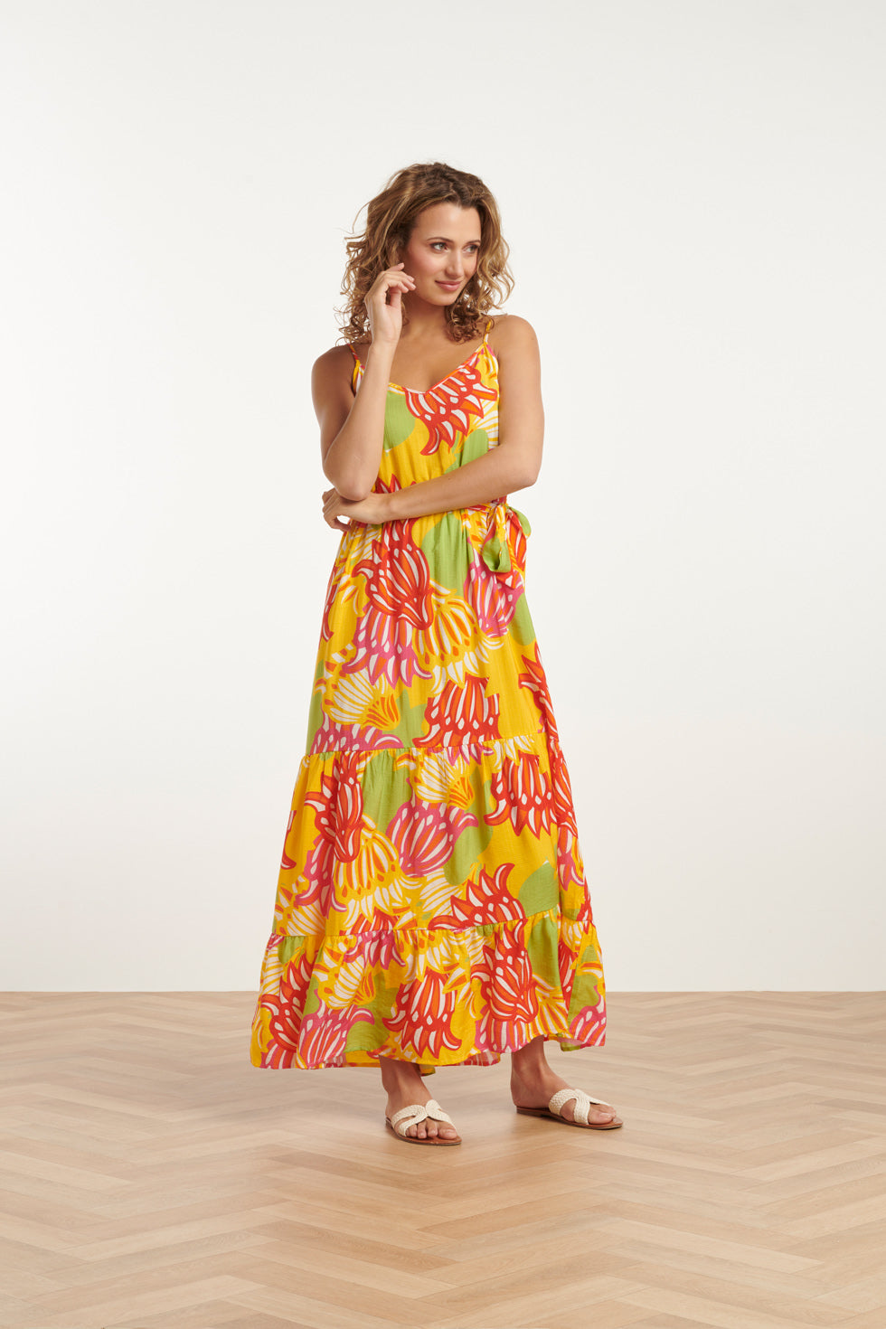 25029 Felgekleurde Maxi Jurk Met Bloemenprint