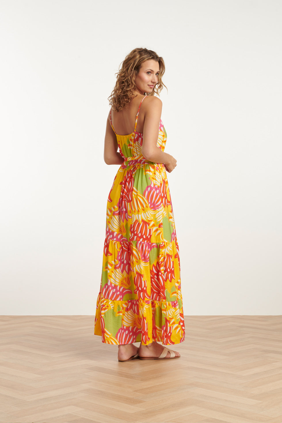 25029 Felgekleurde Maxi Jurk Met Bloemenprint