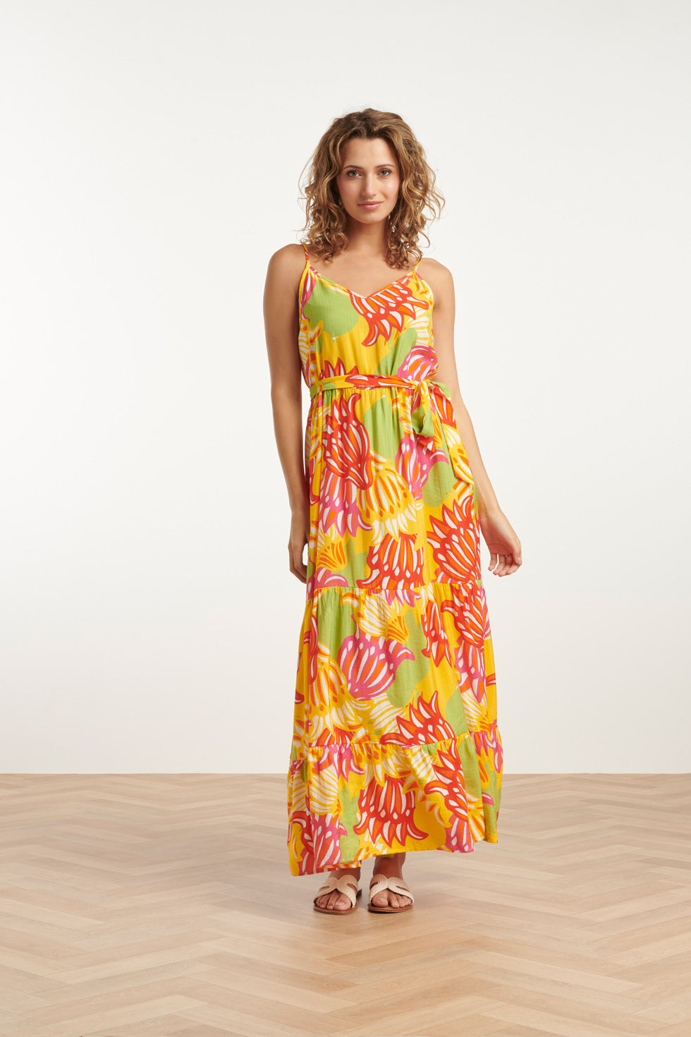 25029 Felgekleurde Maxi Jurk Met Bloemenprint