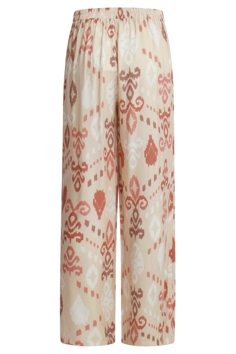 25044 Flowy Aztec Print Broek In Zand En Nude Roze Tinten