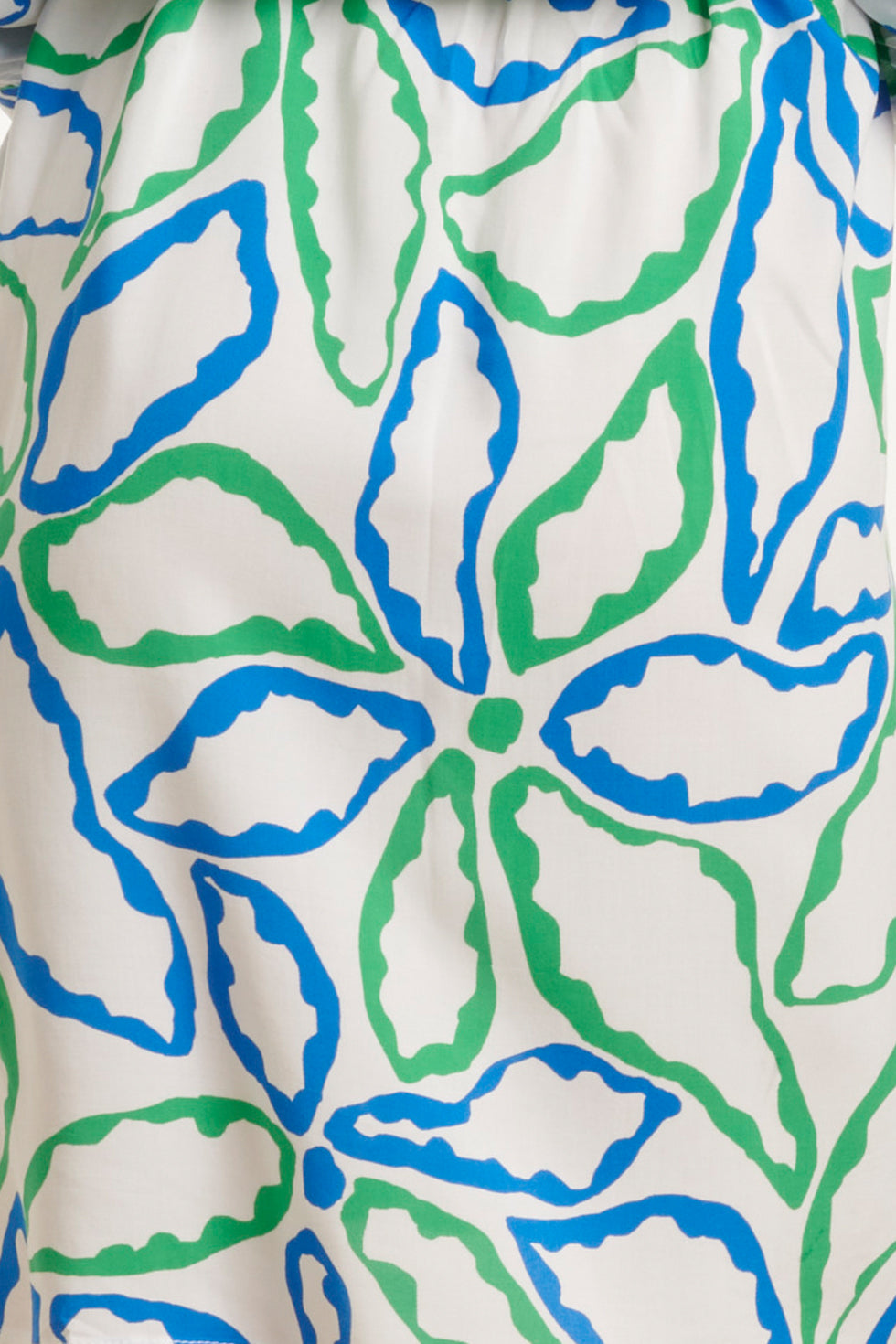 25052 Korte Jurk Met Kraag En Grafisch Bloemenprint In Cobalt Blauw En Groen