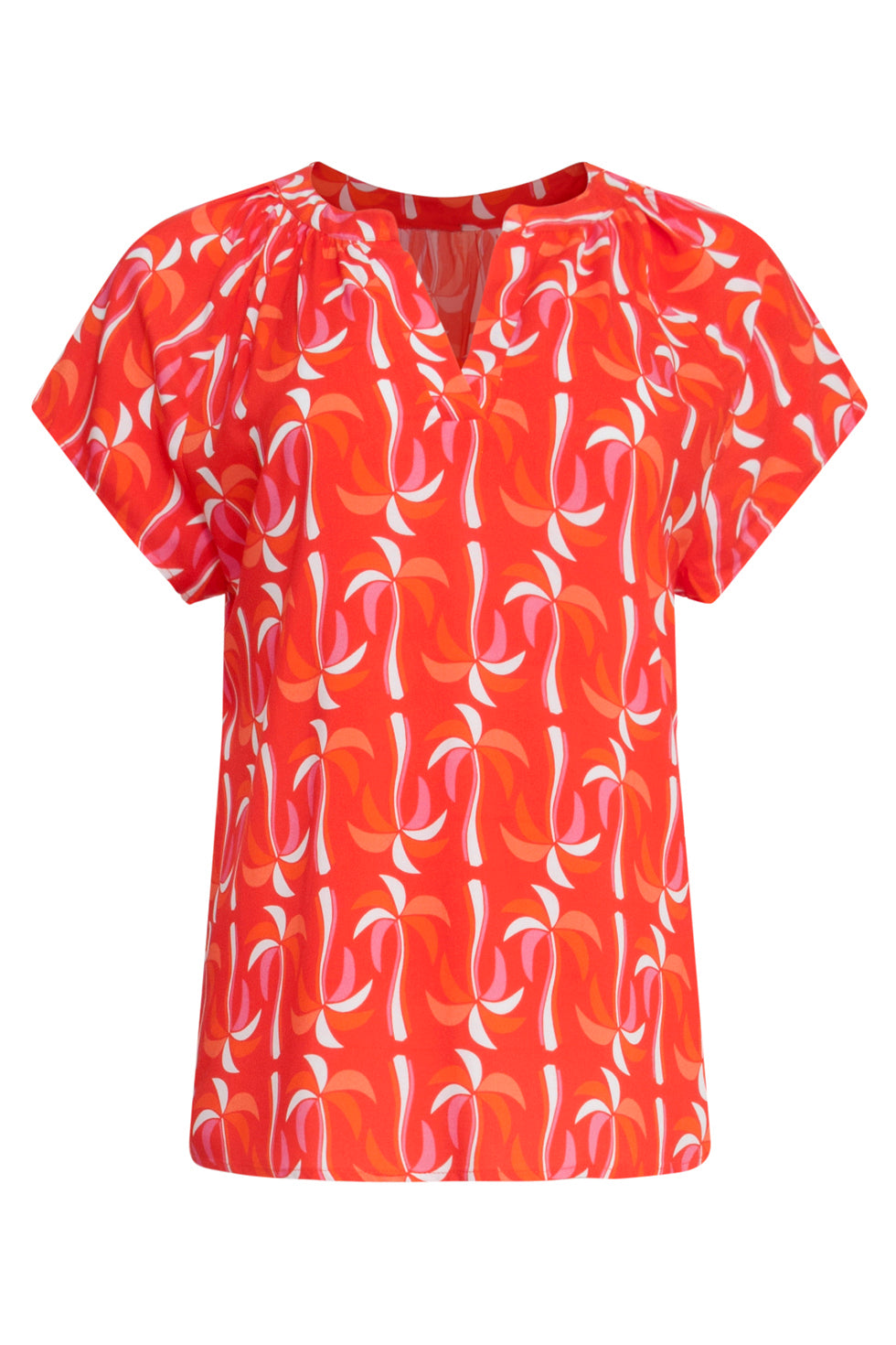 25055 Top Met V-Hals En Palmprint In Rood