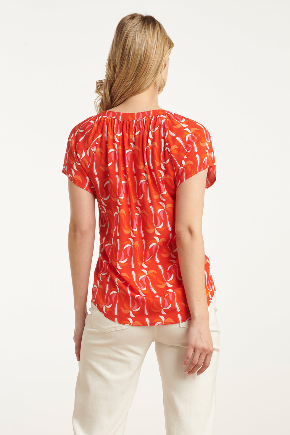 25055 Top Met V-Hals En Palmprint In Rood