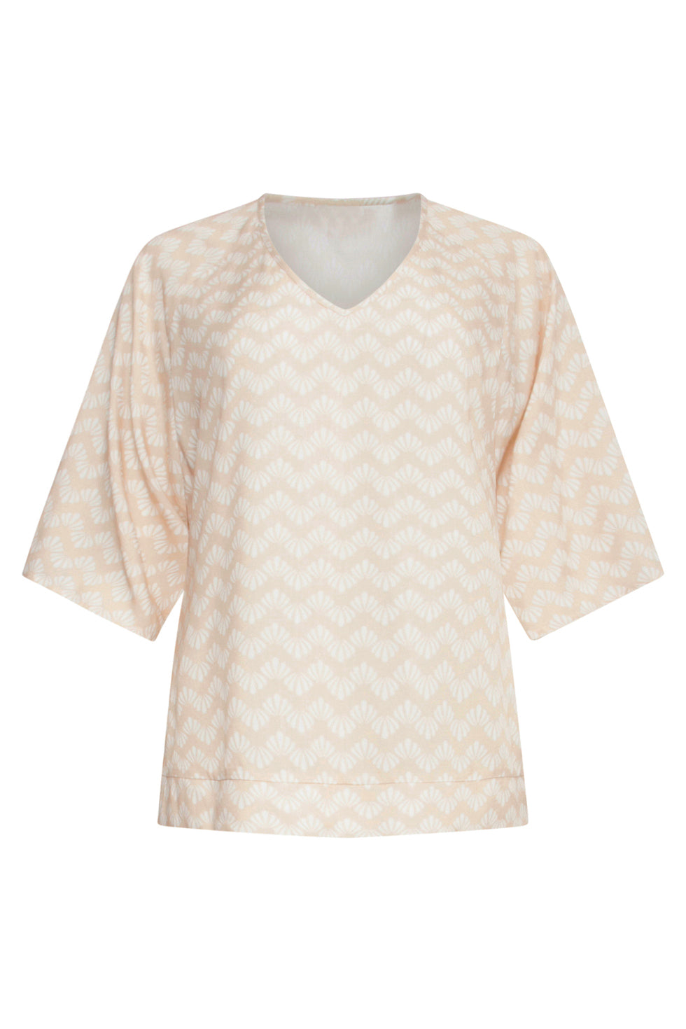 25066 Zand & Off-White Schelpenprint Top