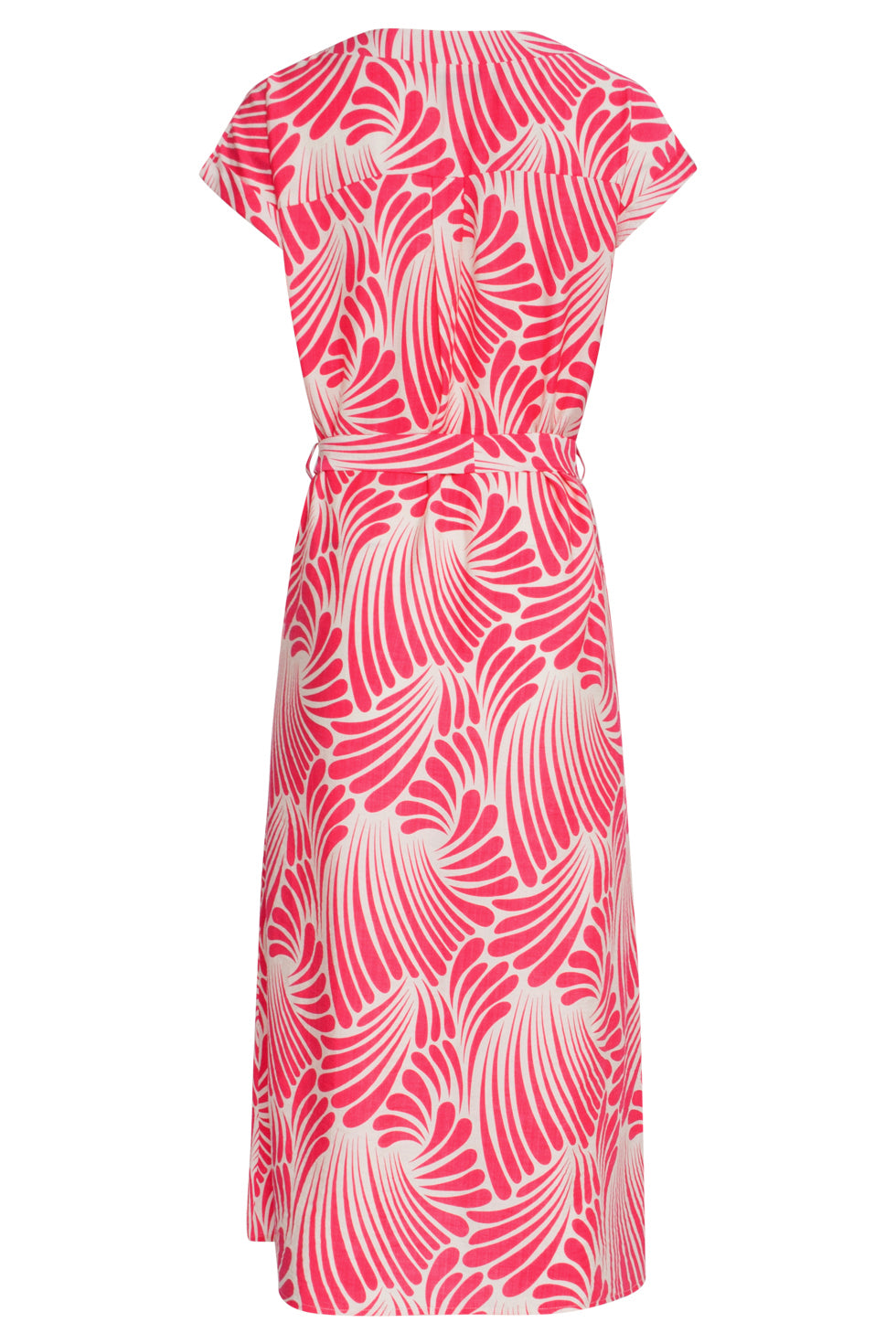 25072 Midi Jurk Met Grafische Print In Roze En Wit