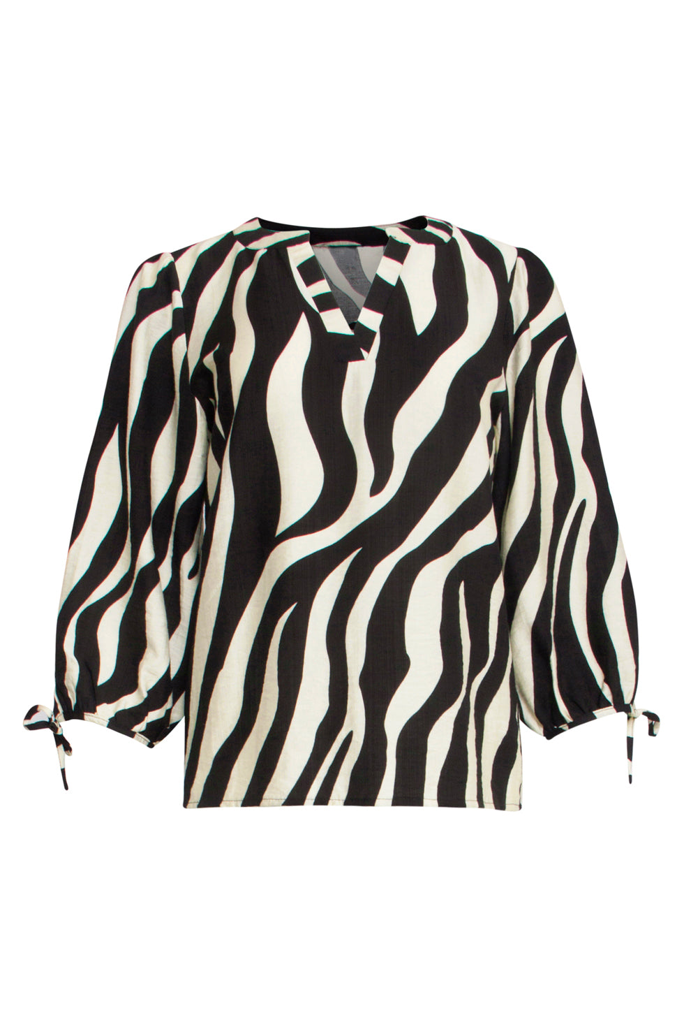 25076 Zwarte En Zand Zebra Print Top