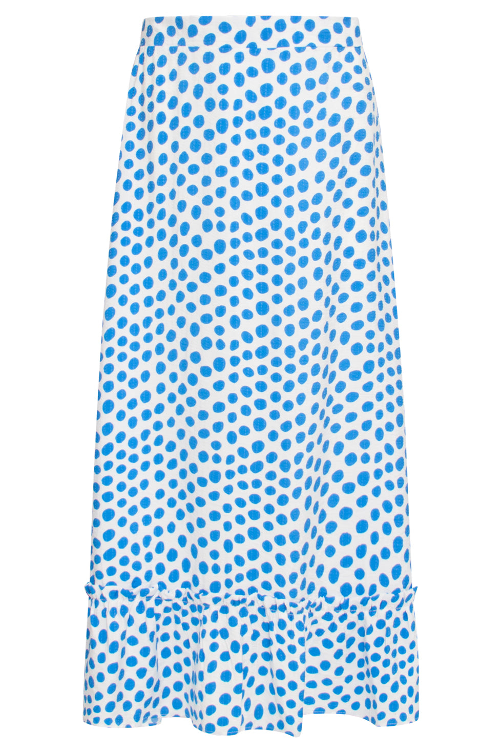 25085 Zomer Maxi Rok Met Blauwe Polkadots