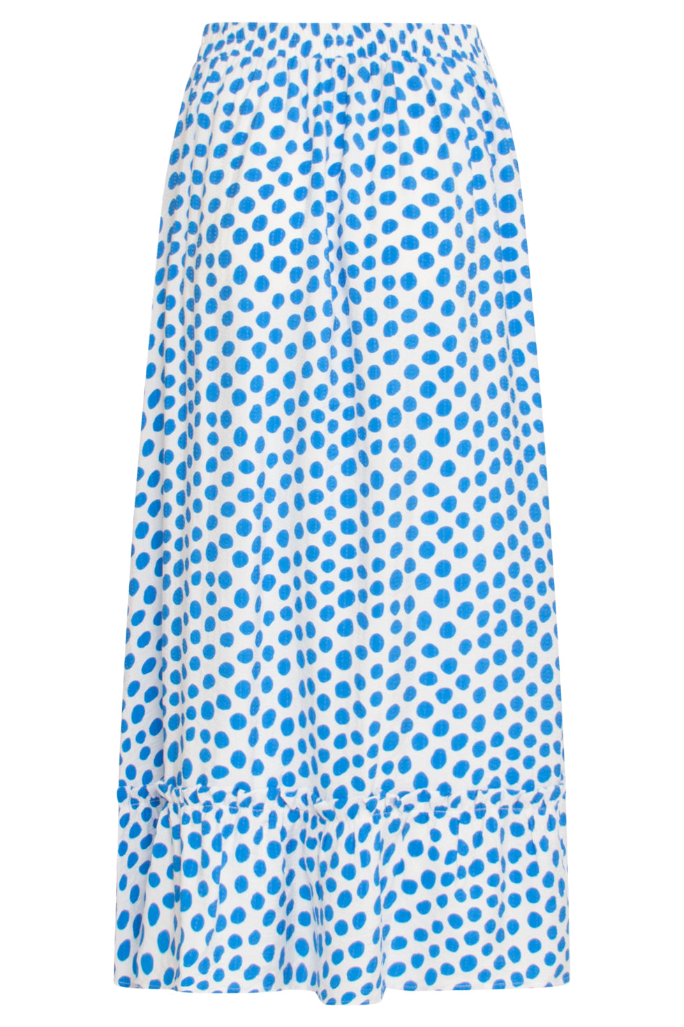 25085 Zomer Maxi Rok Met Blauwe Polkadots