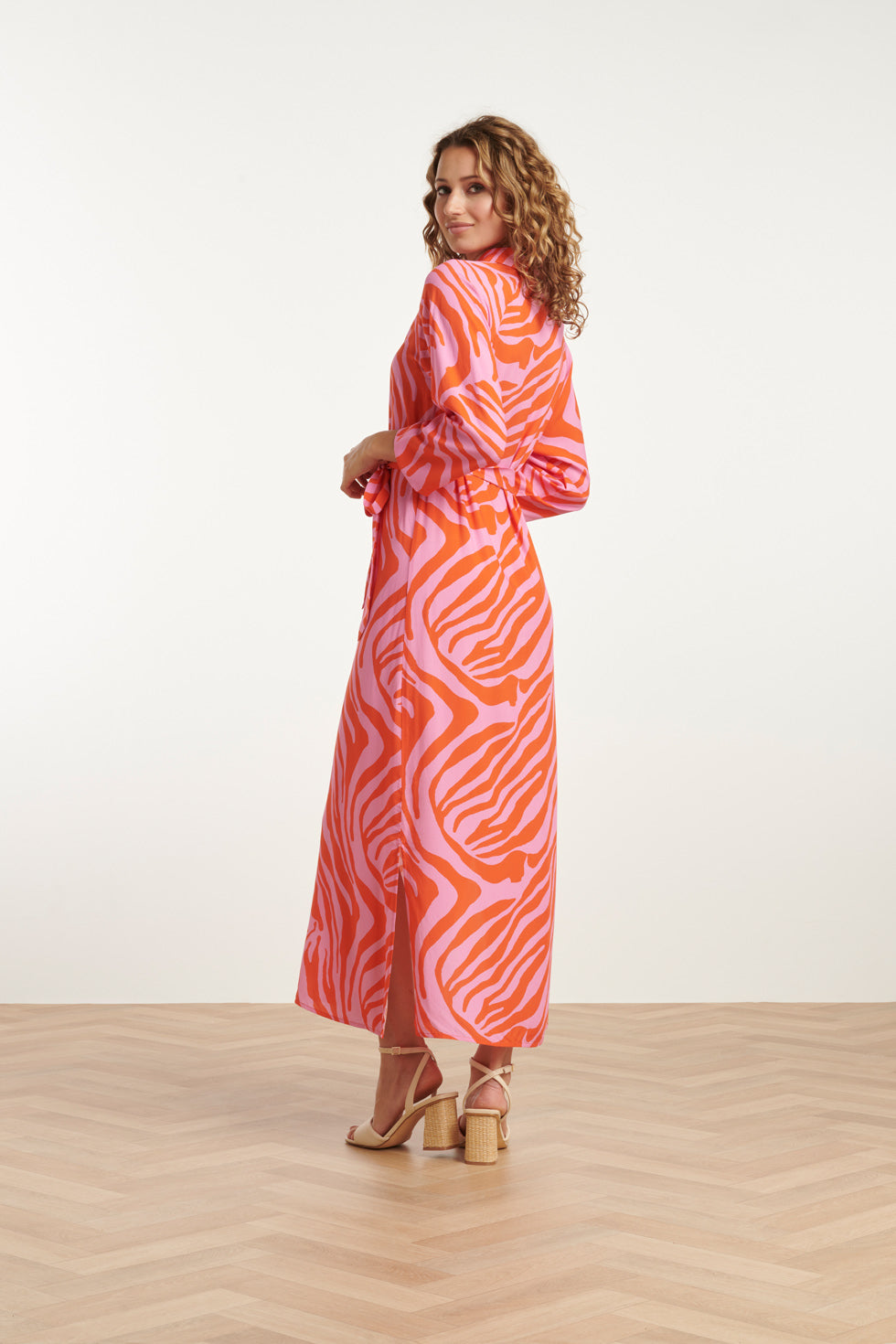 25086 Summer Maxi Shirt Jurk Met Dierenprint