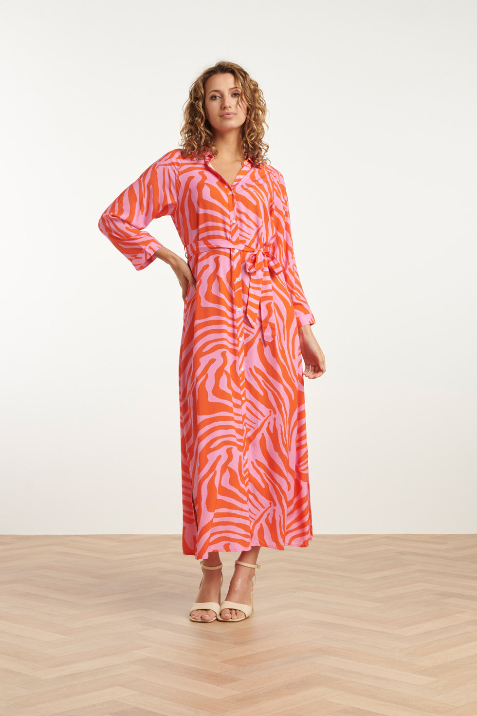 25086 Summer Maxi Shirt Jurk Met Dierenprint