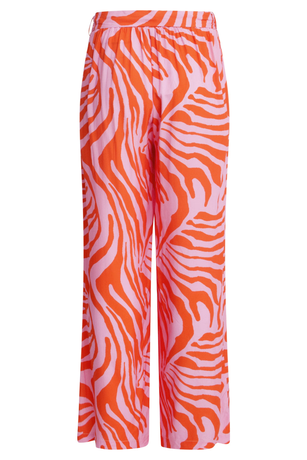 25087 Wide Pants Met Dierenprint In Roze En Oranje