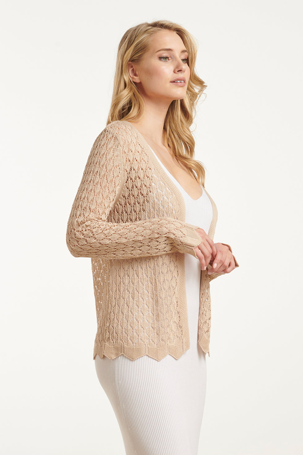 25095 Zand Crochet Gebreide Cardigan