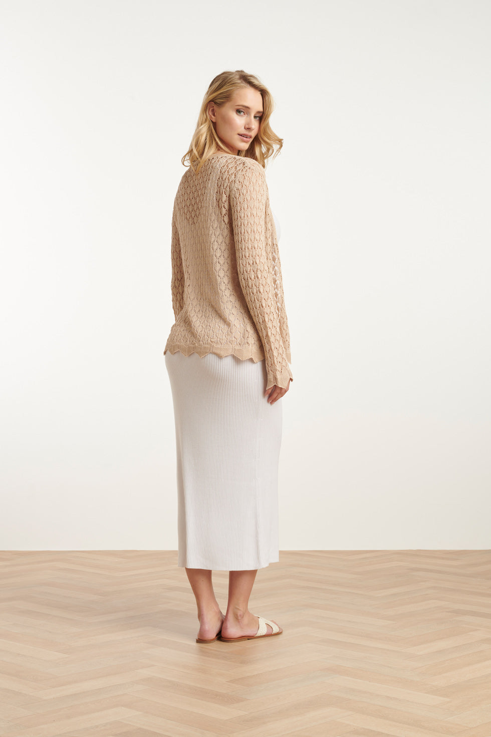 25095 Zand Crochet Gebreide Cardigan