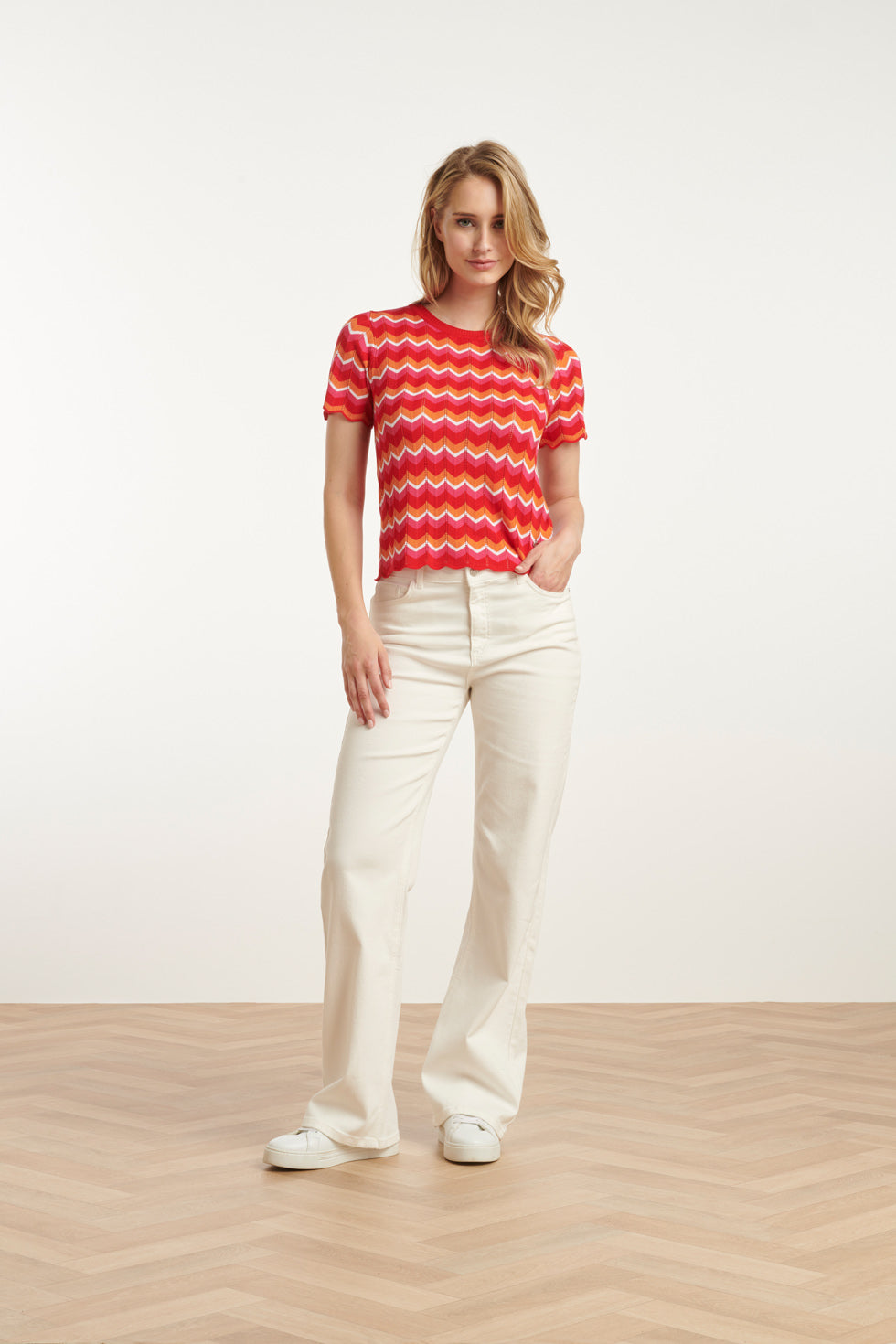 25097 Multicoloured Zigzag Knitted Top