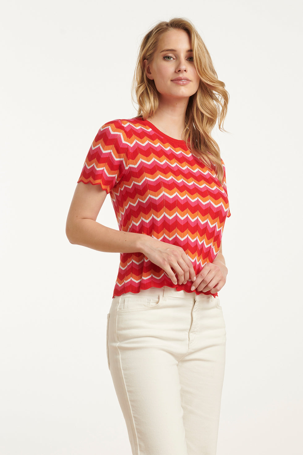 25097 Multicoloured Zigzag Knitted Top