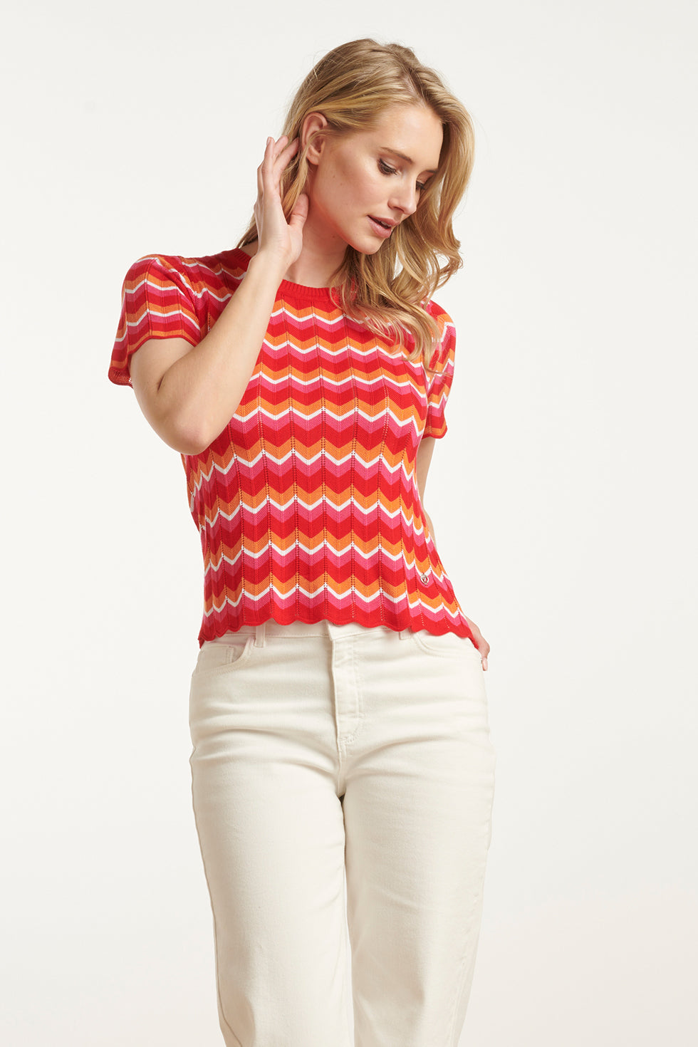 25097 Multicoloured Zigzag Knitted Top