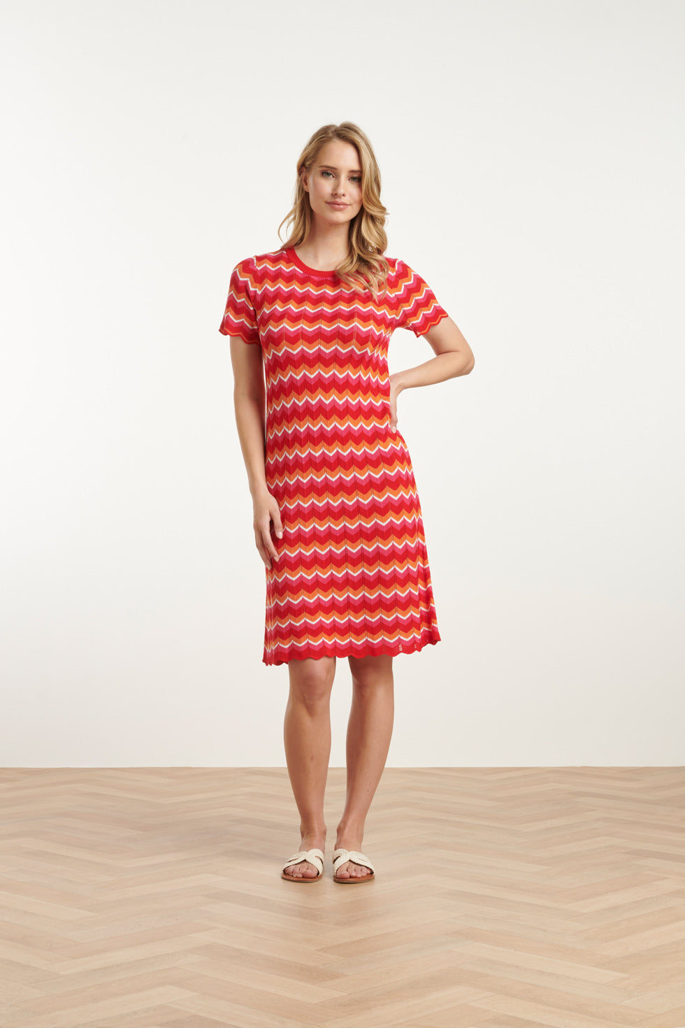 25098 Multicoloured Zigzag Knitted Jurk