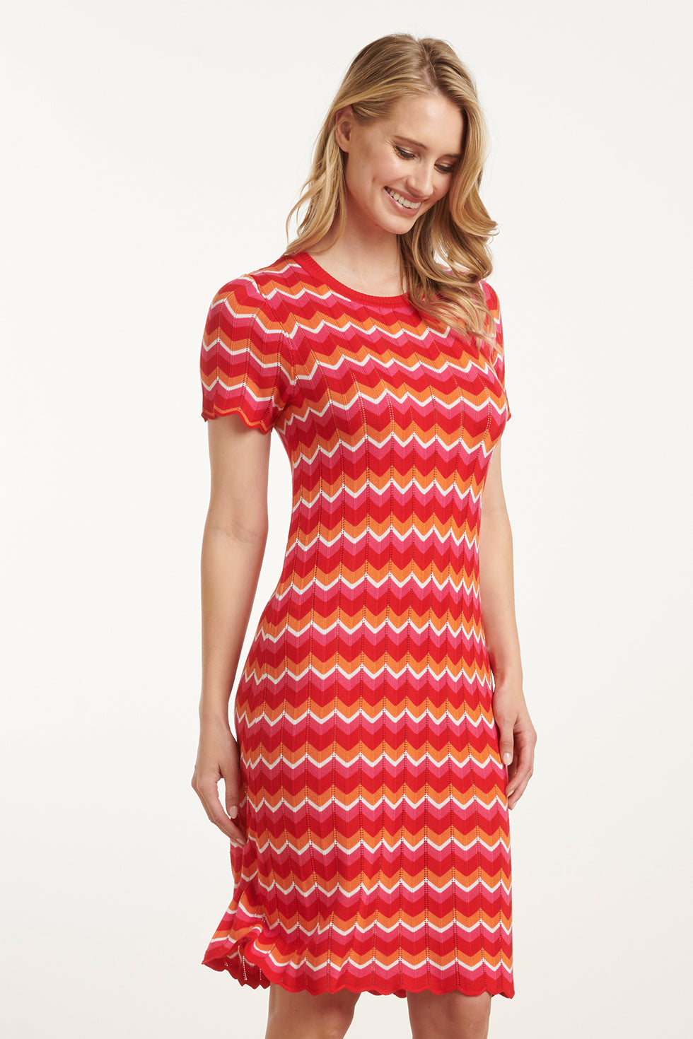 25098 Multicoloured Zigzag Knitted Jurk