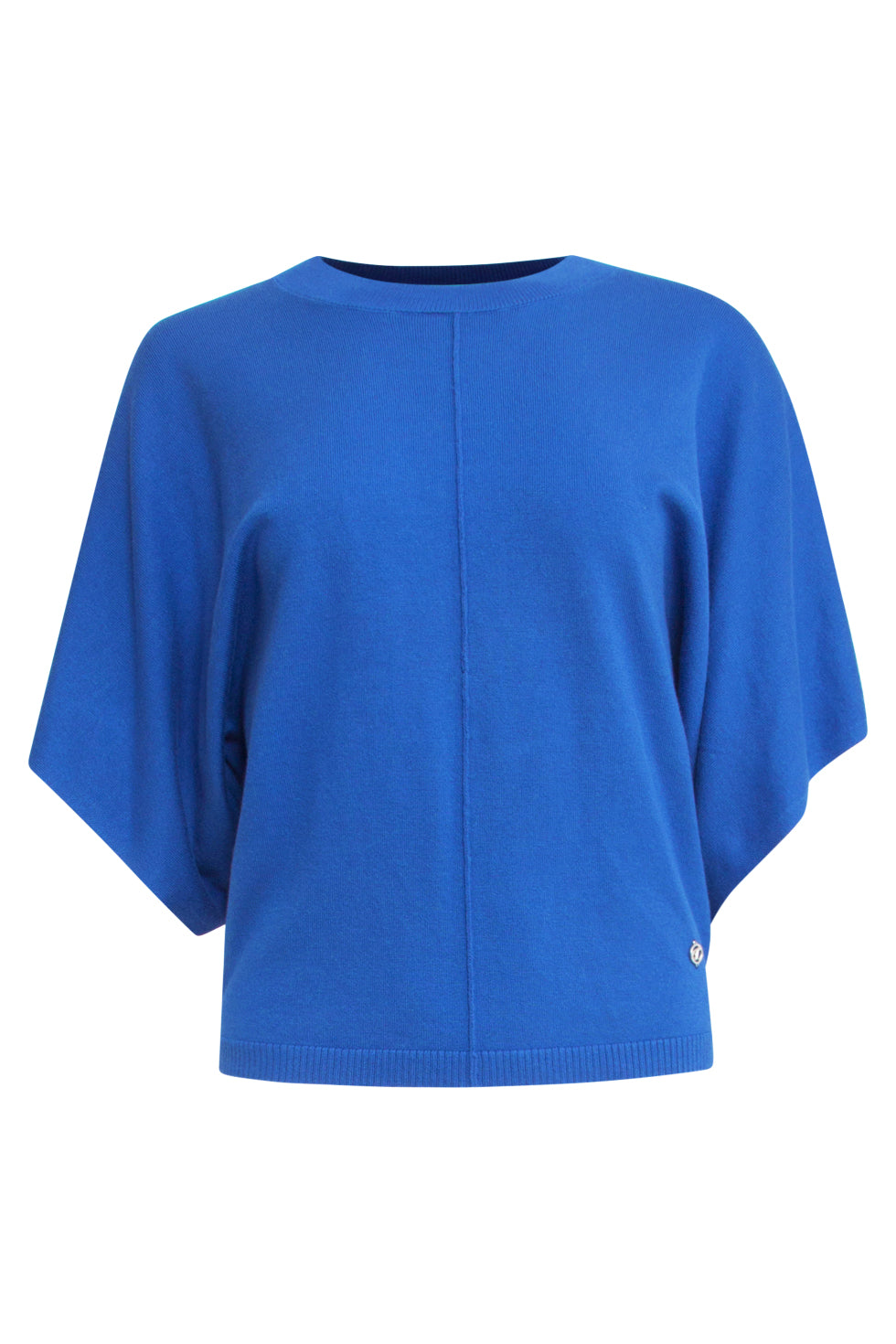 25103 Cobalt Blauwe Losse Gebreide Top Met 3/4 Kimono Mouwen